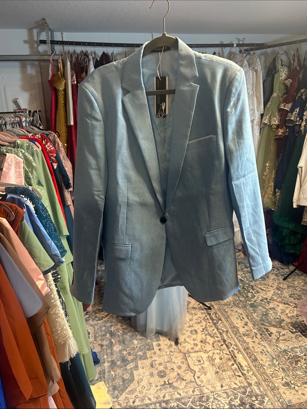Light Blue Men’s Single-Button Blazer